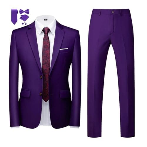 MOGU Men's Slim Fit Prom Tuxedo 2-Piece Suit (Jacket + Pants)