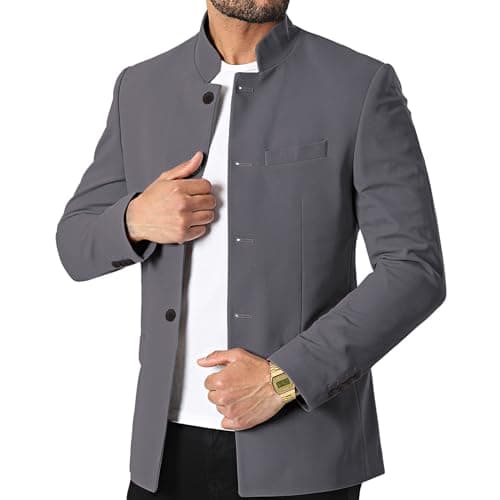 THWEI Mens Casual Suit Blazer Jackets with Stand Collar Sport Coats