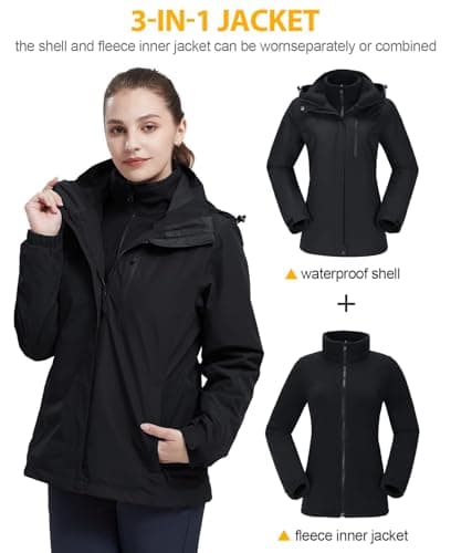 CAMEL CROWN Women's Waterproof 3-in-1 Winter Ski Jacket