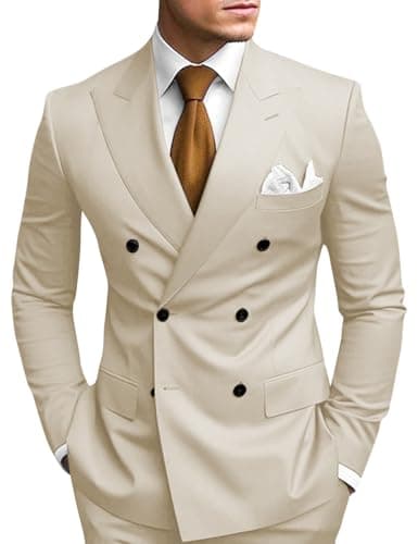 Double Breasted Suit Men Slim Fit 2 Piece Wedding Prom Set