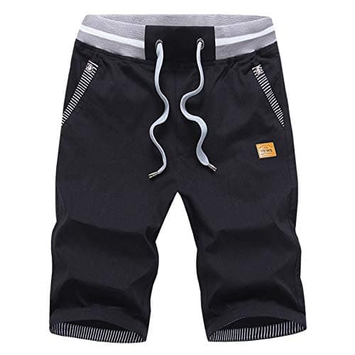 JustSun Men's Classic Fit Cotton Shorts with Elastic Waist and Pockets
