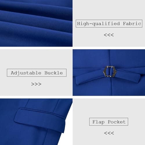 Wudli Mens Slim Fit 3-Piece Groomsmen Wedding Suit Notched Lapel Tuxedo Jacket Pants Vest Set