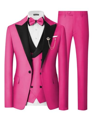 SPTALLFITJSV Mens Slim Fit Double Breasted Tuxedo Suit for Wedding Prom Dinner