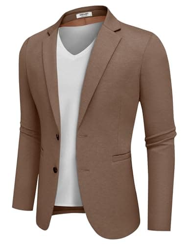 COOFANDY Men's Casual Two-Button Knit Blazer Lightweight Sport Coat Suit Jacket