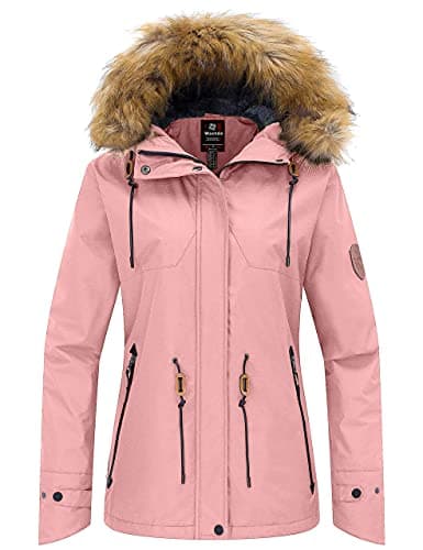 Wantdo Women's Waterproof Insulated Fleece Hooded Ski Jacket
