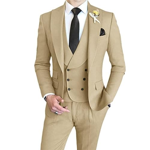 AufewB Men's Elegant Solid One-Button Slim Fit Party Suit Set
