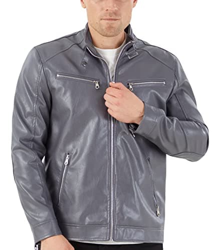 WULFUL Men's Lightweight Stand Collar Faux Leather Motorcycle Outwear for Motorcycle Riders
| WULFUL Men's Stand Collar Leather Jacket Global Recycled Standard Suitable for Urban Outdoors
| WULFUL Men's Stand Collar Faux Leather Jacket Global Recycl