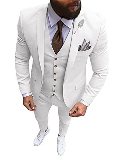 Wangyue Men's Slim Fit 3 Piece Suit Set