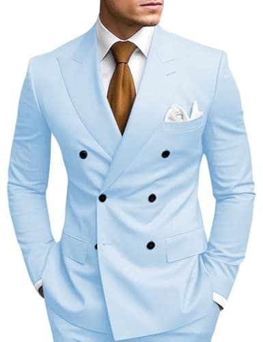 Double Breasted Suit Men Slim Fit 2 Piece Wedding Prom Set