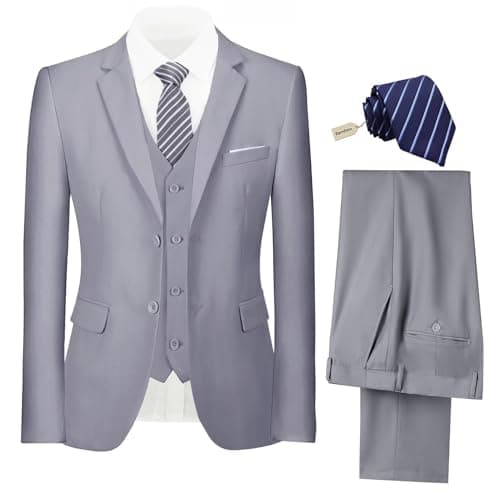 Pyiuhs Slim Fit 3 Piece Wedding Groomsmen Suit Set