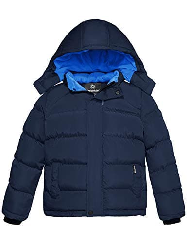 Wantdo Boys' Fleece Waterproof Winter Puffer Jacket with Hood
