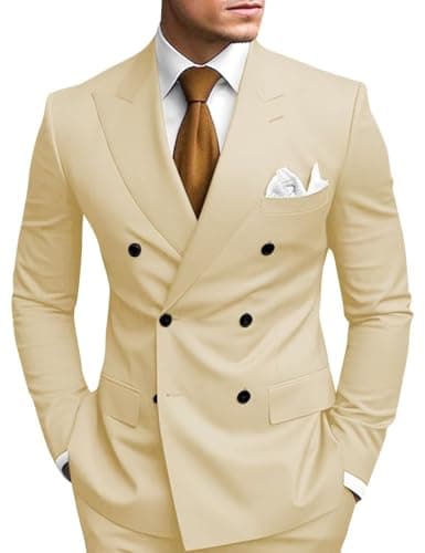 Double Breasted Suit Men Slim Fit 2 Piece Wedding Prom Set