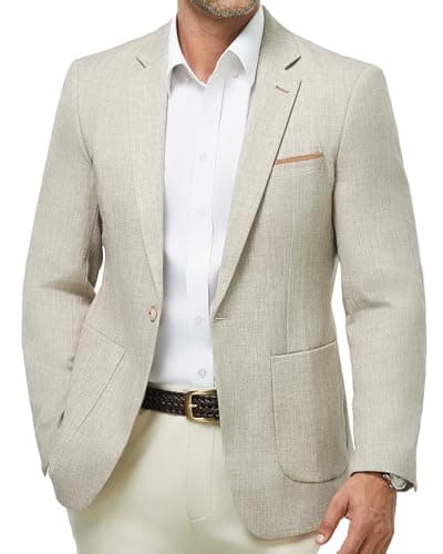 WULFUL Men's Regular Fit Linen Cotton Blazer with Pockets