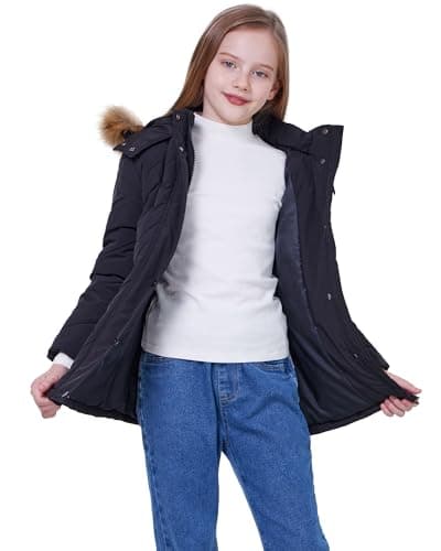 WULFUL Girl's Winter Waterproof Down Puffer Jacket with Warm Hood