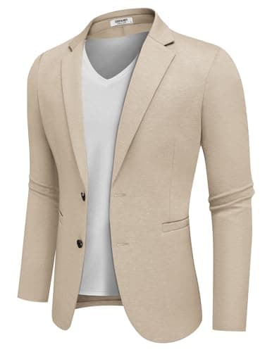 COOFANDY Men's Casual Two-Button Knit Blazer Lightweight Sport Coat Suit Jacket