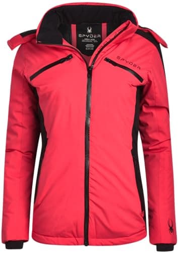 Spyder Women's Color Block Quilted Snow Jacket - Weatherproof Ski with Detachable Hood (S-XL)