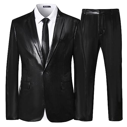 WULFUL Men's 70s Disco Outfit Sequin Jacket & Pants for Halloween Party