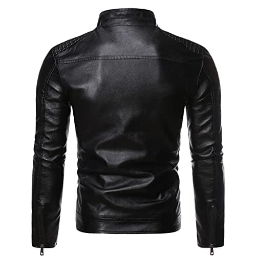 Maiyifu-GJ Men's Black Slim Fit Casual Motorcycle Jacket