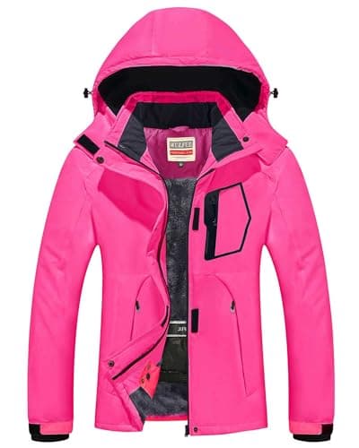 Women's Waterproof Winter Ski Jacket with Detachable Hood
