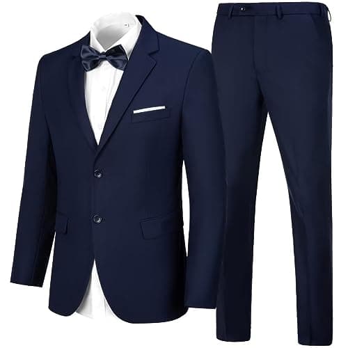 CAZUOYI Mens Slim Fit Prom & Business 2-Piece Suit Jacket & Pants Set