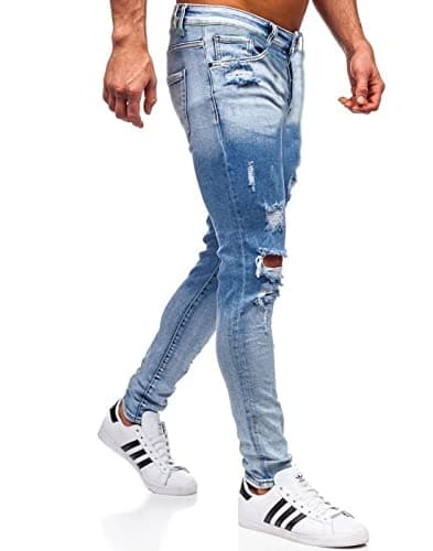 HUNGSON Mens Ripped Skinny Jeans