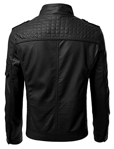 DECIMAL Men's Black Genuine Lambskin Leather Biker Jacket VINTAGE MOTORCYCLE JACKETS