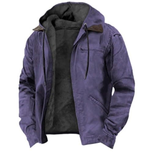 Thick Fleece Full Zip Hoodie for Men Sherpa Lined Warm Coat