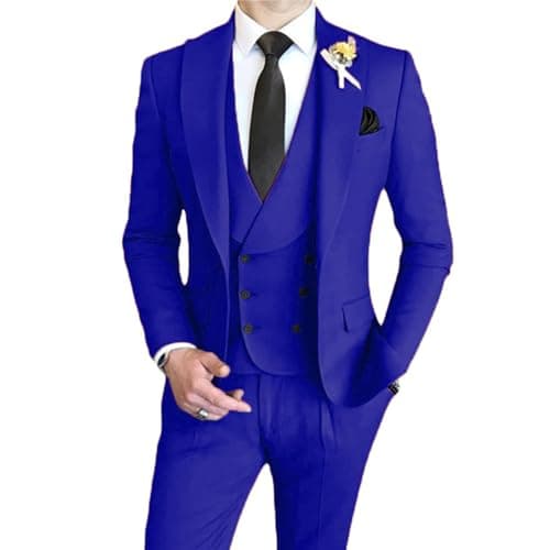 AufewB Men's Elegant Solid One-Button Slim Fit Party Suit Set