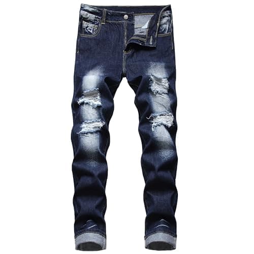 RANMCC Men's Slim Fit Ripped Jeans