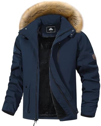 Maison Sen Men's Winter Waterproof Warm Ski Snowboard Jacket with Fur Hood