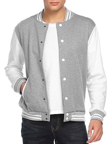 COOFANDY Men's Slim Fit Cotton Varsity Baseball Bomber Jacket