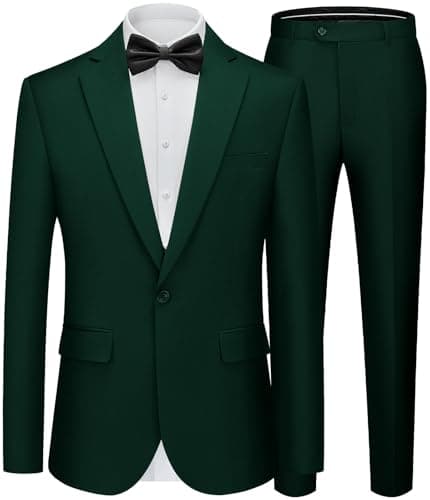 WEEN CHARM Men's Slim Fit 2-Piece One-Button Blazer & Tuxedo Pants Wedding Prom Suit Set