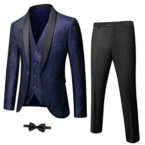 YND Men's Slim Fit Tuxedo Set with Shawl Collar Jacket & Pants