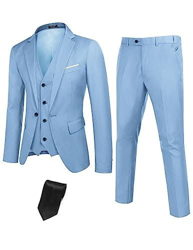 COOFANDY Men's 3-Piece Slim Fit Suit with Blazer Jacket and Pant