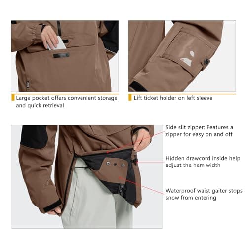 Actleis Mens Waterproof Hooded Snowboard and Ski Jacket Warm Winter Snow Coat