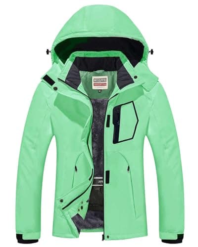 Women's Waterproof Winter Ski Jacket with Detachable Hood