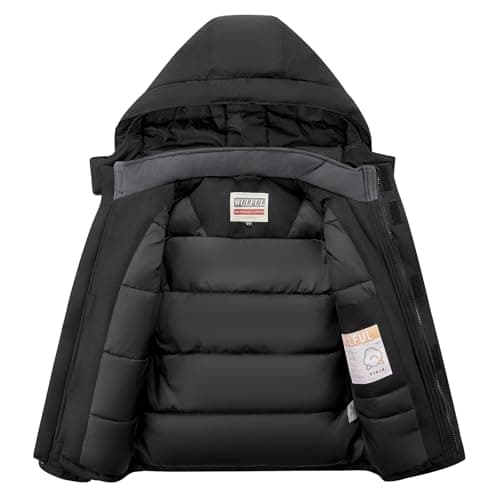 WULFUL Kids' Waterproof Fleece Ski Jacket - Warm Hooded Winter Coat for Boys and Girls