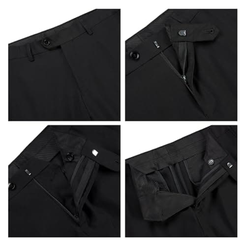 KUDORO Mens Slim Fit 3 Piece Tuxedo Suit Two Button Jacket & Trouser Vest Casual Wedding Prom