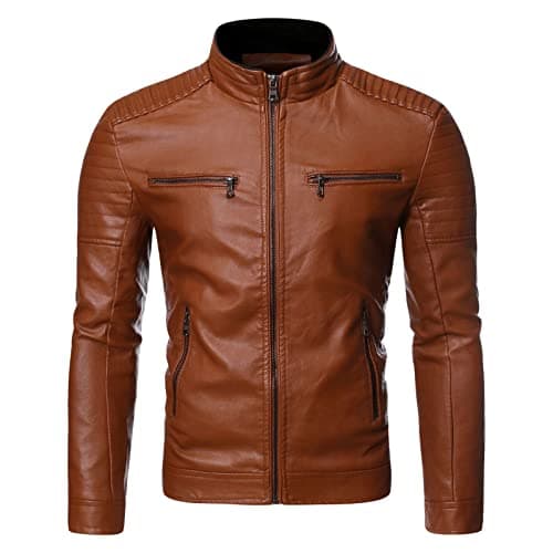 Maiyifu-GJ Men's Black Slim Fit Casual Motorcycle Jacket