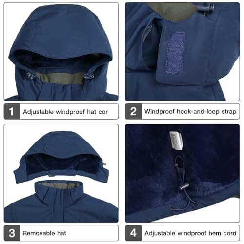 CAMEL CROWN Women's Waterproof Winter Ski Jacket Hooded Fleece Snowboarding Coat