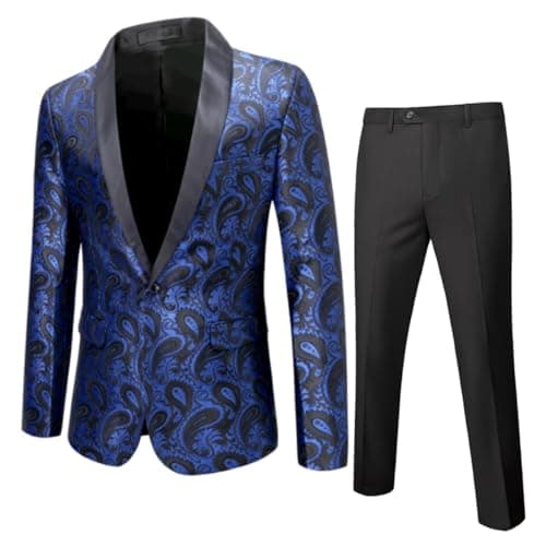 Cloudstyle Men's 2-Piece Floral Jacquard Suit