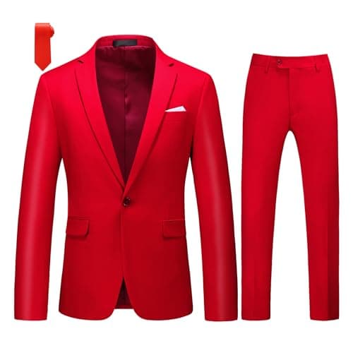 Mogu Men's Slim Fit 2-Piece Tuxedo Suit for Weddings and Formal Events