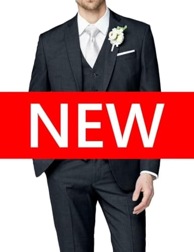 HUUTOE Men's Slim Fit Wedding Groomsmen Tuxedo Set Blazer Jacket Pants