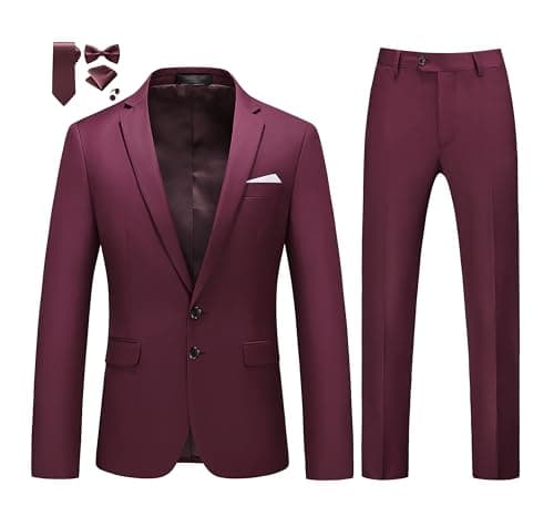 MOGU Men's Slim Fit Prom Tuxedo 2-Piece Suit (Jacket + Pants)