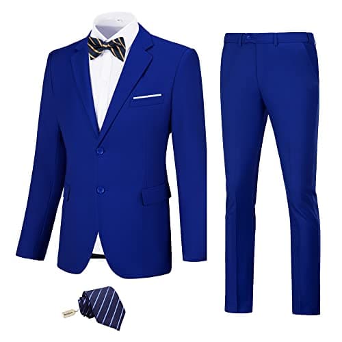 Slim Fit Suit Set for Men: Solid Color Jacket, Pants, and Tie
