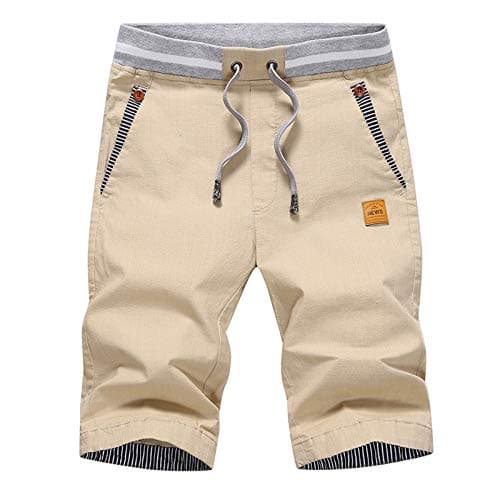 JustSun Men's Classic Fit Cotton Shorts with Elastic Waist and Pockets