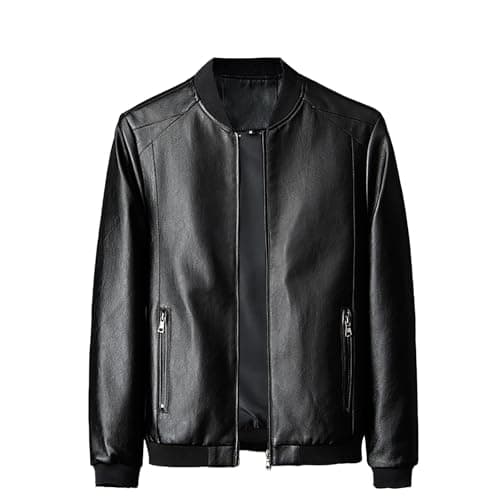 Vintage Men's Leather Stand Collar Faux Biker Jacket | Waterproof Long Sleeve