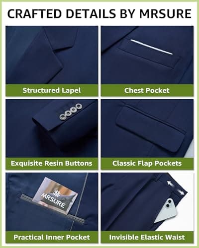 MrSure Men’s Slim Fit Tuxedo 3-Piece Suit_Blazer_Vest_Pants_Tie Party_Wedding_Business