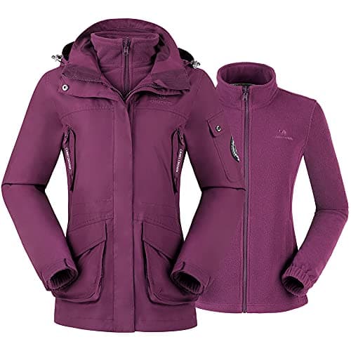 CAMEL CROWN Women's Waterproof 3-in-1 Ski Jacket Fleece Inner Winter Coat