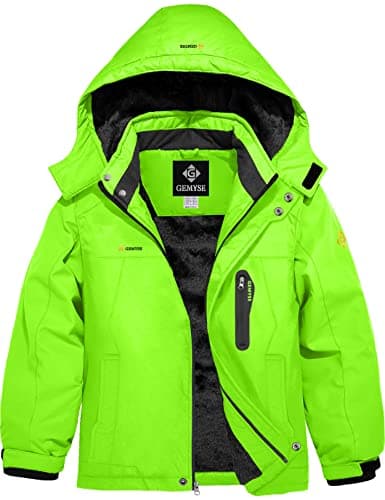 GEMYSE Boy's Waterproof Winter Snow Jacket with Hood and Fleece Liner